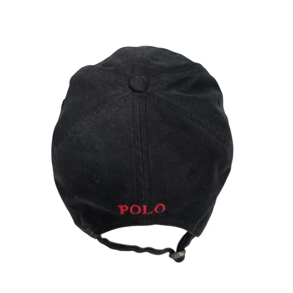 Polo Ralph Lauren Strap‎ Back Baseball Cap Black Red Pony Logo Cotton Dad Hat